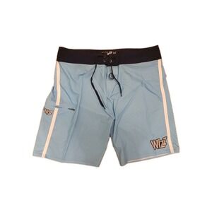 WizZ Men's Physique Board Shorts Competition Stage Trunks Blue/Navy Size 36